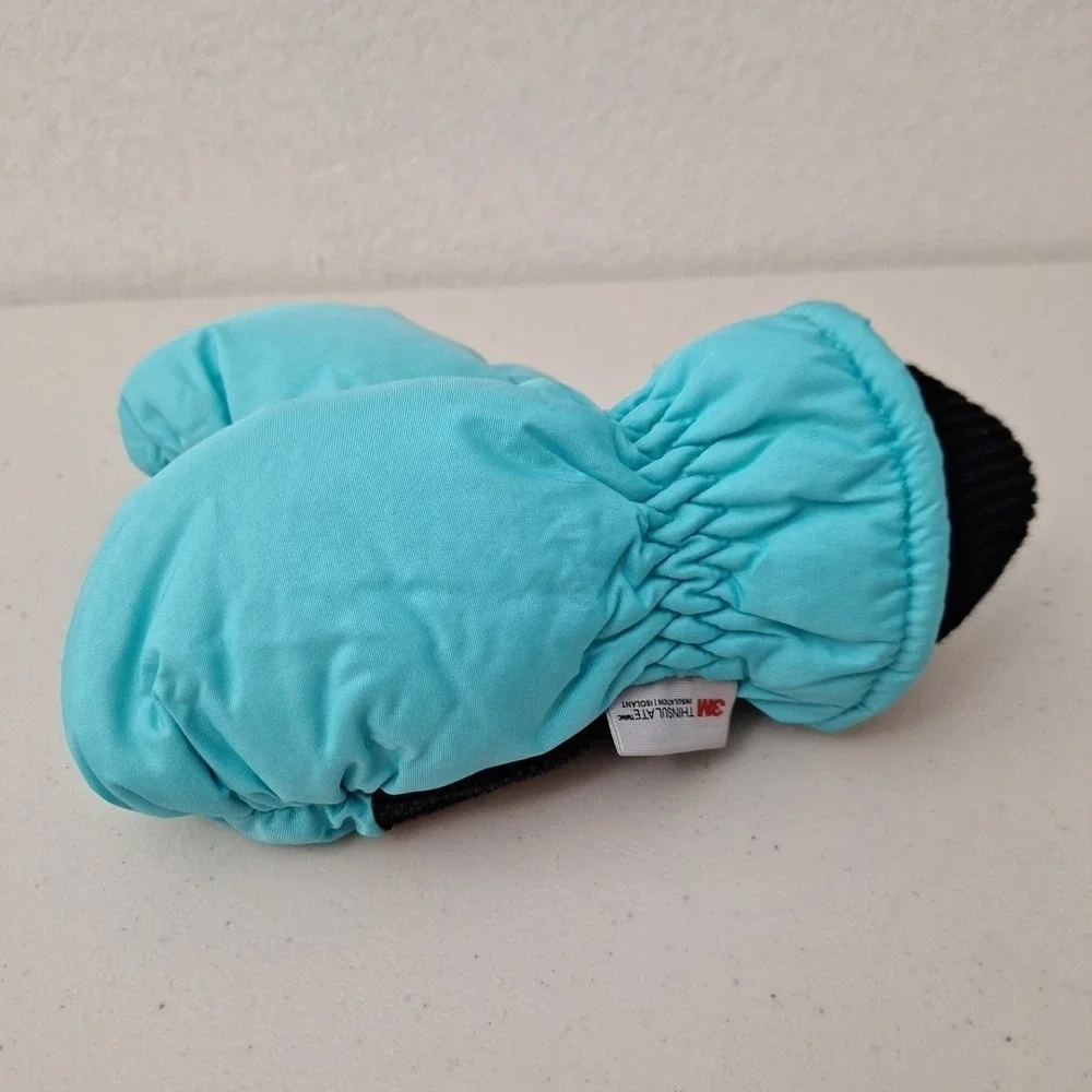 3M THINSULATE Youth Medium Mittens Gloves Palm Grip Waterproof Teal NWOT